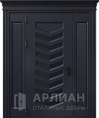 Фото «Входная черная дверь для коттеджа массив дуба в современном стиле №448»